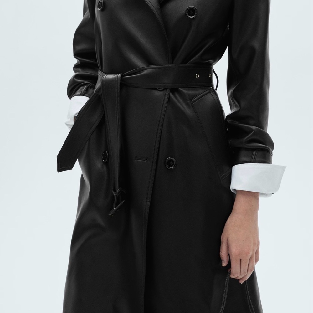 Mango Black Trench Coat with Belt